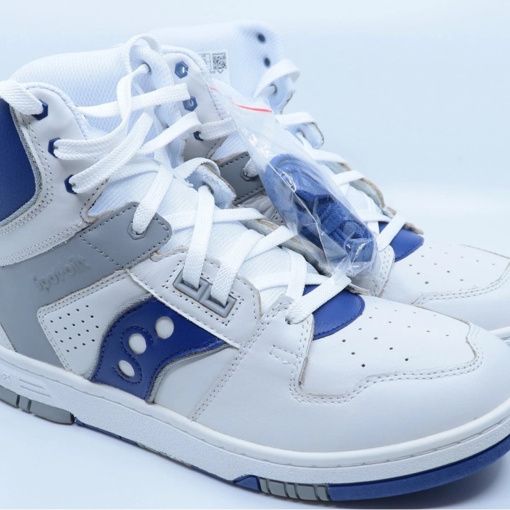 Saucony Sonic Hi sneakers in white & royal - Picture 3 of 7